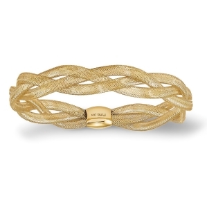 Fancy Braided Stretchable Mesh Link Bangle Bracelet 14k Yellow Gold - All