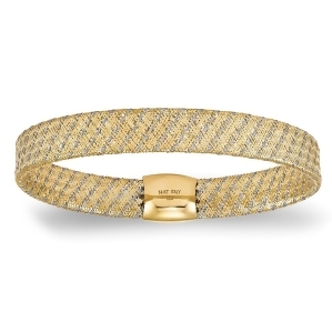 Flexible Woven Stretch Luxe Bangle Bracelet 14k Two-Tone Gold - All