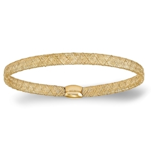 Fancy Mesh and Flexible Stretch Bangle Bracelet 14k Yellow Gold - All