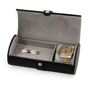 Leather Watch and Cufflink Travel Case with Snap Closure - All