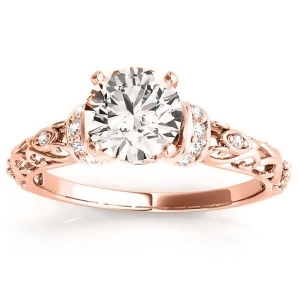 Diamond Antique Style Engagement Ring Setting 18k Rose Gold 0.12ct - All