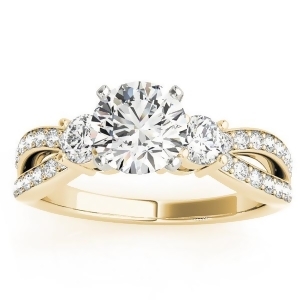 Diamond Three Stone Split Shank Engagement Ring 18k Yellow Gold 0.68ct - All