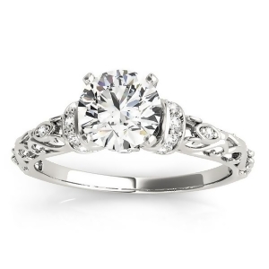 Diamond Antique Style Engagement Ring Setting 18k White Gold 0.12ct - All