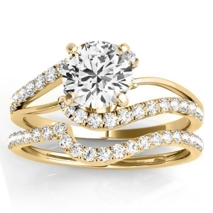 Diamond Split Shank Bridal Set Setting 14k Yellow Gold 0.52ct - All