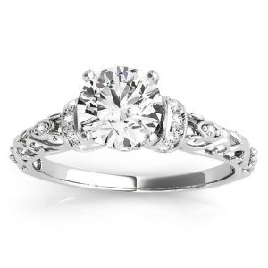 Diamond Antique Style Engagement Ring Setting Palladium 0.12ct - All