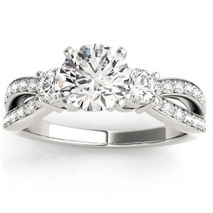 Diamond Three Stone Split Shank Engagement Ring Platinum 0.68ct - All