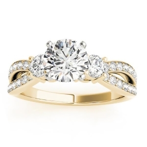 Diamond Three Stone Split Shank Engagement Ring 14k Yellow Gold 0.68ct - All