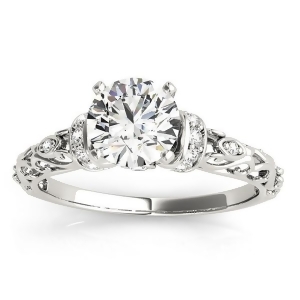 Diamond Antique Style Engagement Ring Setting 14k White Gold 0.12ct - All