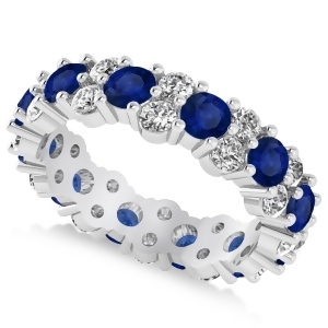 Garland Blue Sapphire and Diamond Eternity Band Ring 14k White Gold 3.00ct - All