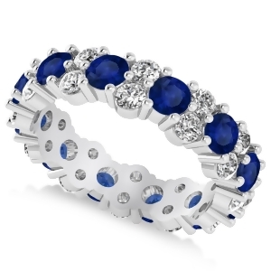 Garland Blue Sapphire and Diamond Eternity Band Ring 14k White Gold 3.00ct - All