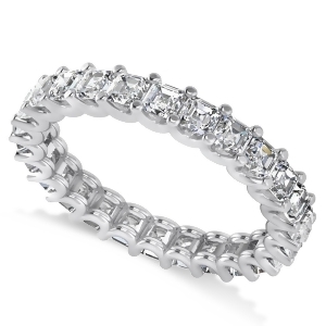 Radiant-cut Diamond Eternity Wedding Band Ring 14k White Gold 2.60ct - All