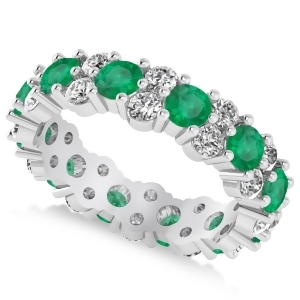 Garland Emerald and Diamond Eternity Band Ring 14k White Gold 3.00ct - All