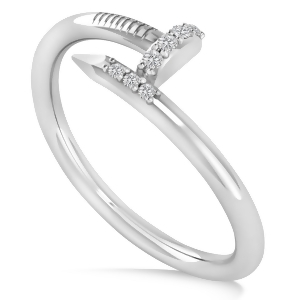 Diamond Curved Nail Ring 14k White Gold 0.06ct - All