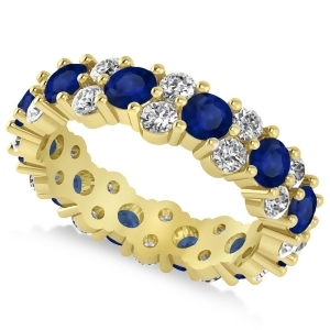 Garland Blue Sapphire and Diamond Eternity Band Ring 14k Yellow Gold 3.00ct - All