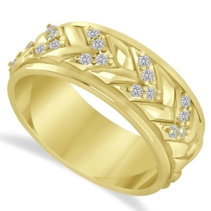 Men's Diamond Braided Band Eternity Ring 14k Yellow Gold 0.20ct - All