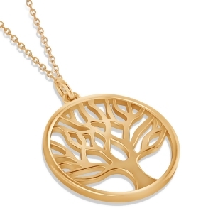 Family Tree of Life Pendant Necklace 14k Rose Gold - All