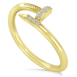 Diamond Curved Nail Ring 14k Yellow Gold 0.06ct - All