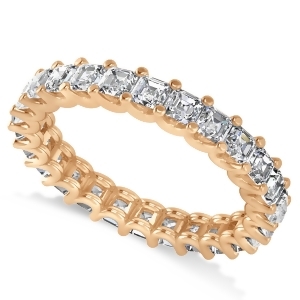Radiant-cut Diamond Eternity Wedding Band Ring 14k Rose Gold 2.60ct - All