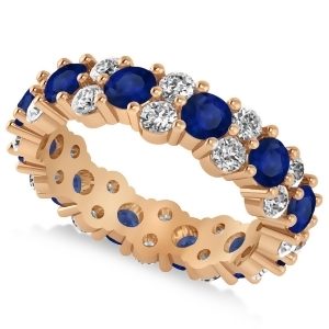 Garland Blue Sapphire and Diamond Eternity Band Ring 14k Rose Gold 3.00ct - All