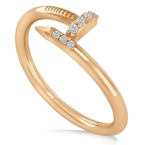 Diamond Curved Nail Ring 14k Rose Gold 0.06ct - All
