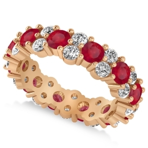 Garland Ruby and Diamond Eternity Band Ring 14k Rose Gold 3.00ct - All