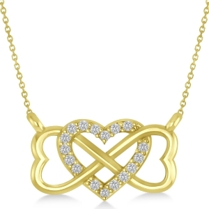 Infinity and Heart Diamond Pendant Necklace 14k Yellow Gold 0.09ct - All