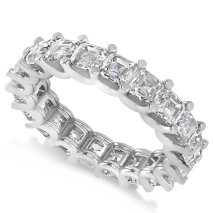 Radiant-cut Diamond Eternity Wedding Band Ring 14k White Gold 5.00ct - All