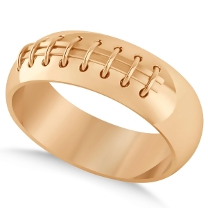 Men's Football Carved Sports Band Ring 14k Rose Gold - All
