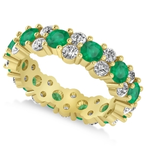 Garland Emerald and Diamond Eternity Band Ring 14k Yellow Gold 3.00ct - All