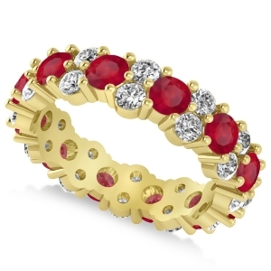 Garland Ruby and Diamond Eternity Band Ring 14k Yellow Gold 3.00ct - All