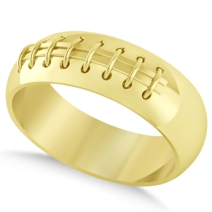 Men's Football Carved Sports Band Ring 14k Yellow Gold - All
