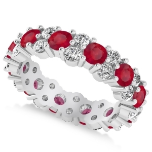 Garland Ruby and Diamond Eternity Band Ring 14k White Gold 3.00ct - All