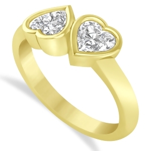 Diamond Two Stone Heart Bezel Set Ring 14k Yellow Gold 1.00ct - All