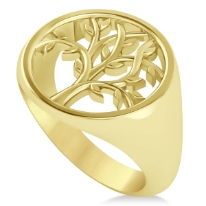 Family Tree of Life Ladies Signet Ring 14k Yellow Gold - All