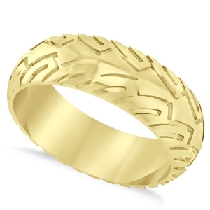 Men's Road Racing Eternity Sports Band Ring 14k Yellow Gold - All