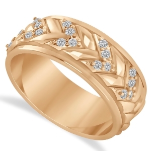 Men's Diamond Braided Band Eternity Ring 14k Rose Gold 0.20ct - All