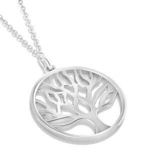 Family Tree of Life Pendant Necklace 14k White Gold - All