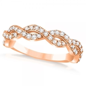 Diamond Twisted Infinity Ring Wedding Band 18k Rose Gold 0.55ct - All