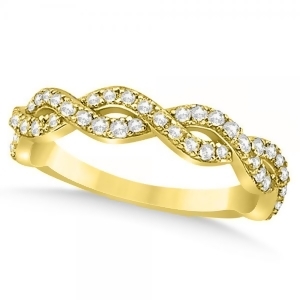 Diamond Twisted Infinity Ring Wedding Band 18k Yellow Gold 0.55ct - All