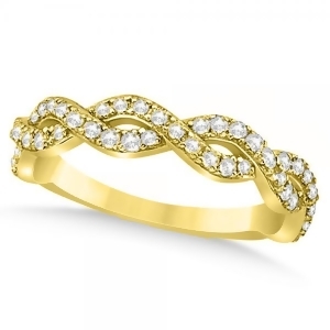 Diamond Twisted Infinity Ring Wedding Band 14k Yellow Gold 0.55ct - All