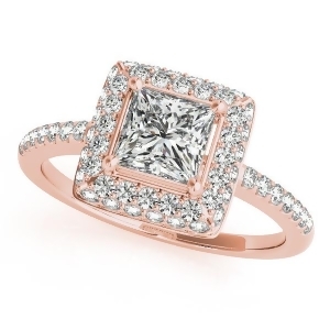 Princess Cut Diamond Halo Engagement Ring 18k Rose Gold 2.00ct - All