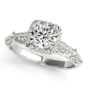 Diamond Square Halo Art Deco Engagement Ring 18k White Gold 1.31ct - All