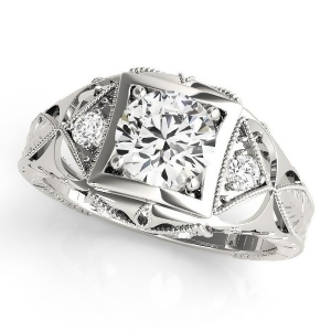 Vintage Victorian Diamond Engagement Ring Platinum 0.57ct - All