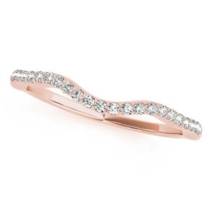 Contoured Curved Diamond Wedding Band 18k Rose Gold 0.14ct - All