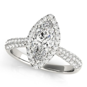 Diamond Marquise Halo Engagement Ring 18k White Gold 2.00ct - All