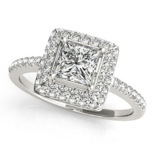 Princess Cut Diamond Halo Engagement Ring Platinum 2.00ct - All