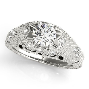 Art Nouveau Diamond Antique Engagement Ring 18k White Gold 0.90ct - All