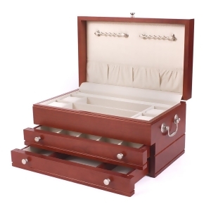 Solid American Cherry Hardwood Jewelry Chest with Rich Cherry Finish - All