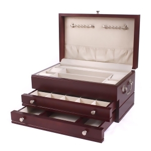 Solid American Cherry Hardwood Jewelry Chest with Rich Mahogany Finish - All