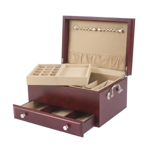 Solid American Cherry Hardwood Jewelry Chest with Rich Mahogany Finish - All